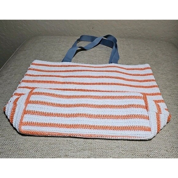 Vera Bradley Sunny Medallion Turtle Orange Stripe Straw Tote Beach Bag NWOT - Picture 10 of 11